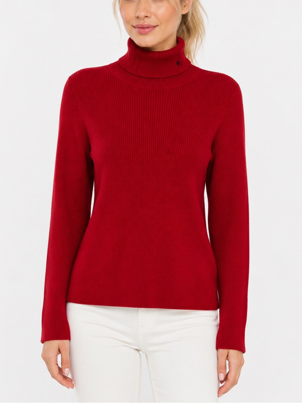 Lauren Ralph Lauren Red Ribbed Turtleneck Sweater 100% Cotton Classic Womens XL